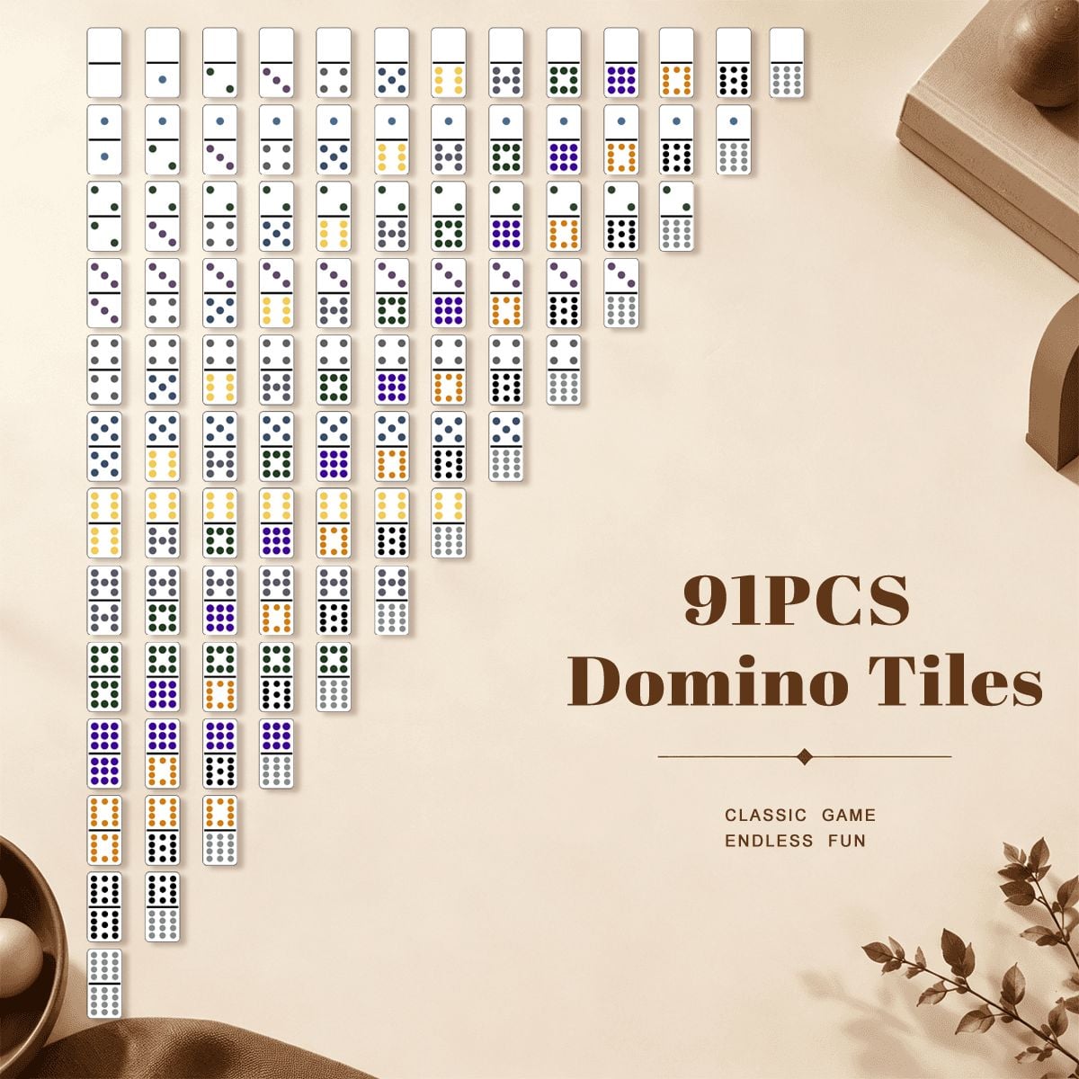 Modcentric Max Double 12 Mexican Train Dominoes Set - Splash Of Mahj And Color Co.