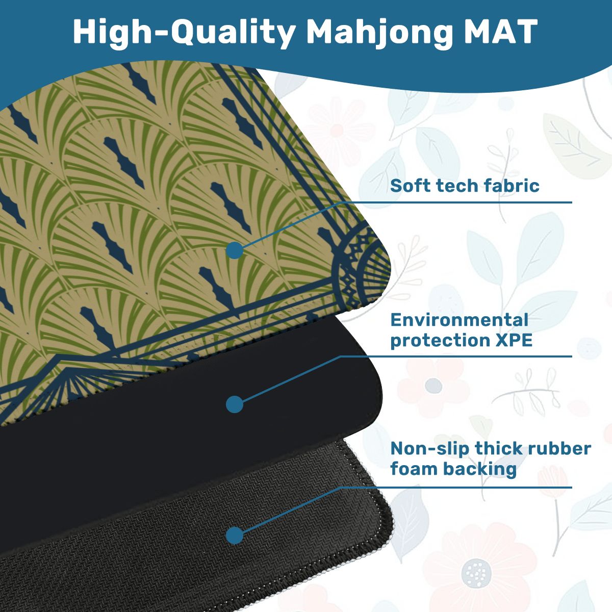 Art Deco Green And Blue Mahjong Mat  26x26