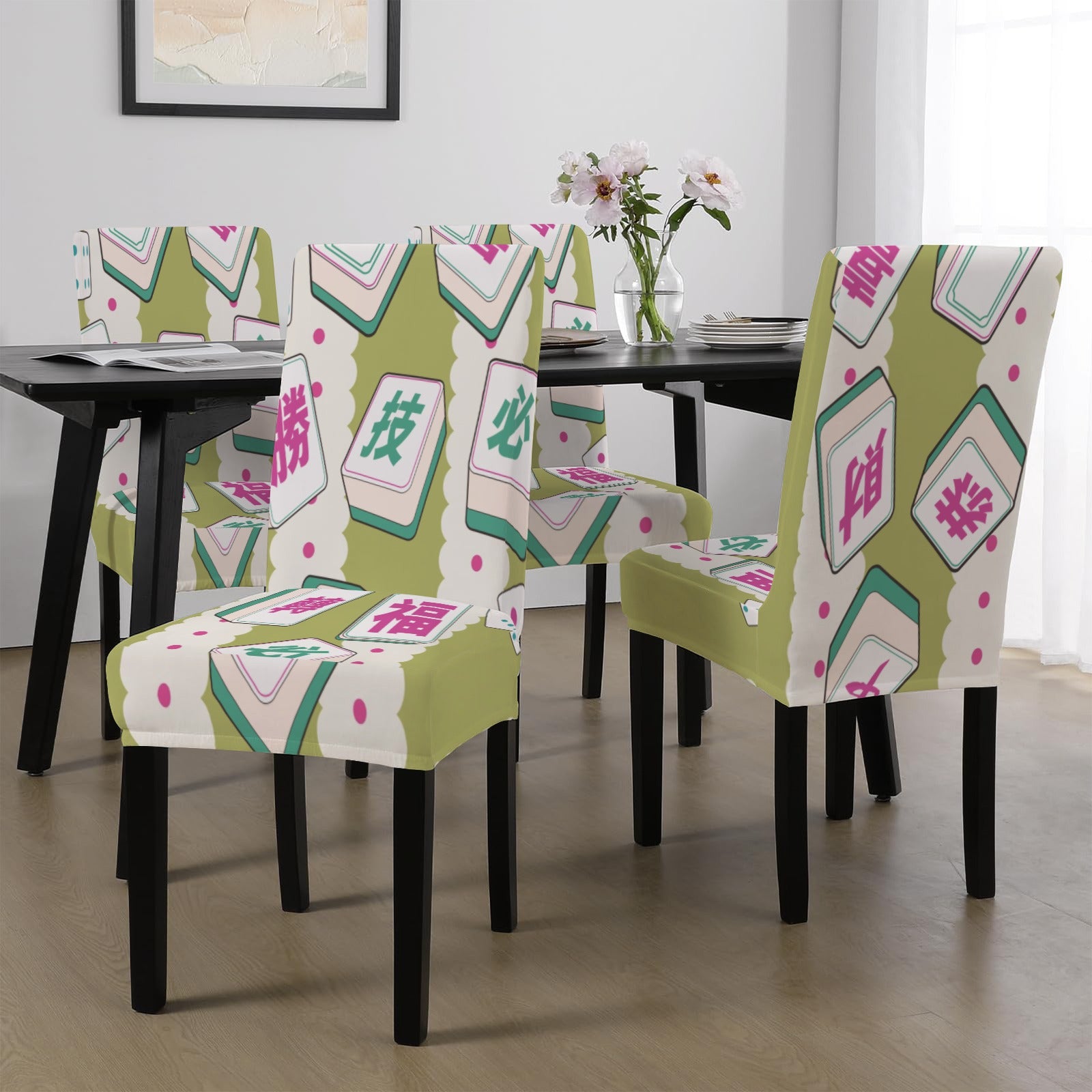 Preppy Mahjong Mahj Tiles Chair Covers Custom Chair Cover - Splash of Color Co.