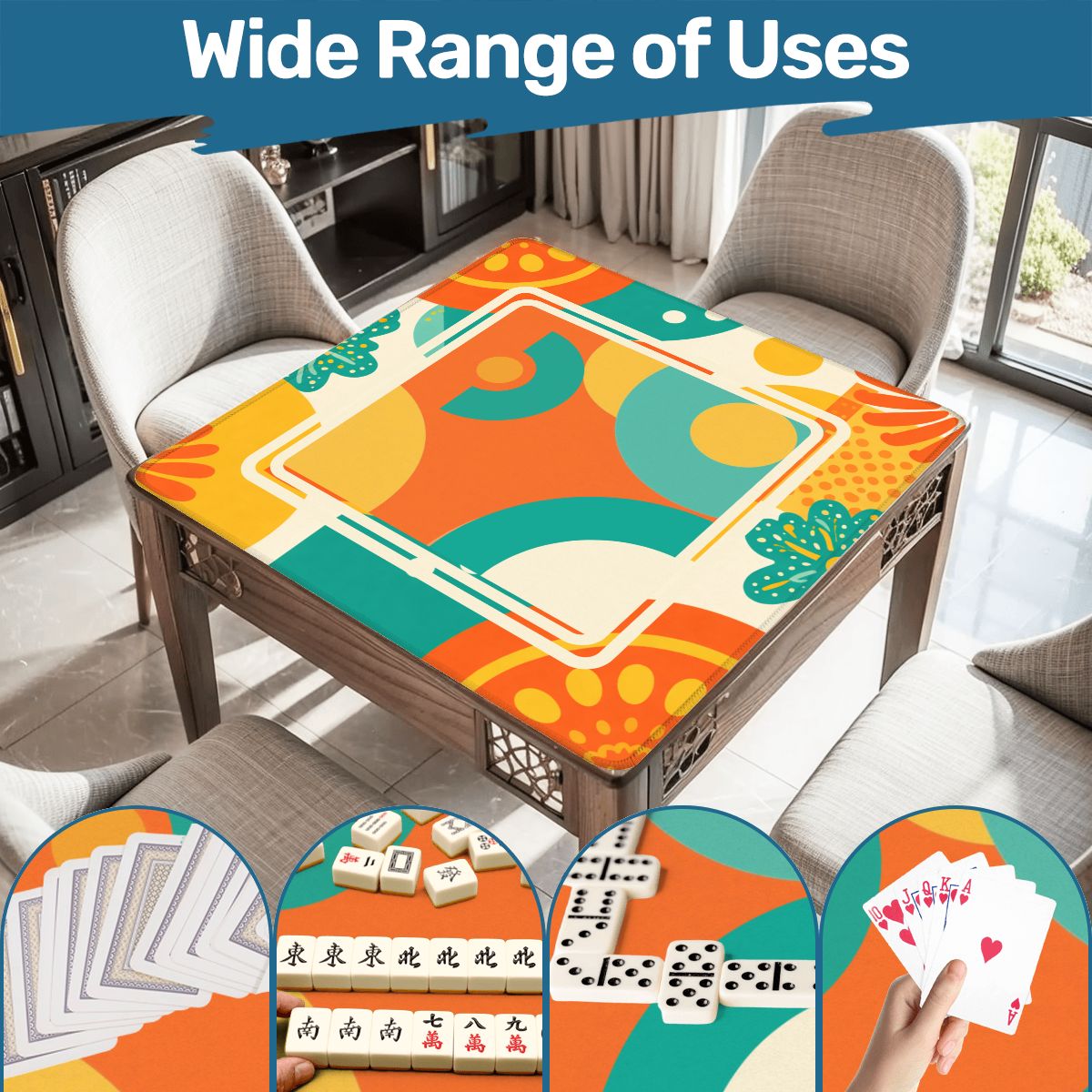 The Modern GeoFlare Mahjong Game Mat, Orange Burst - Splash of Color Co.