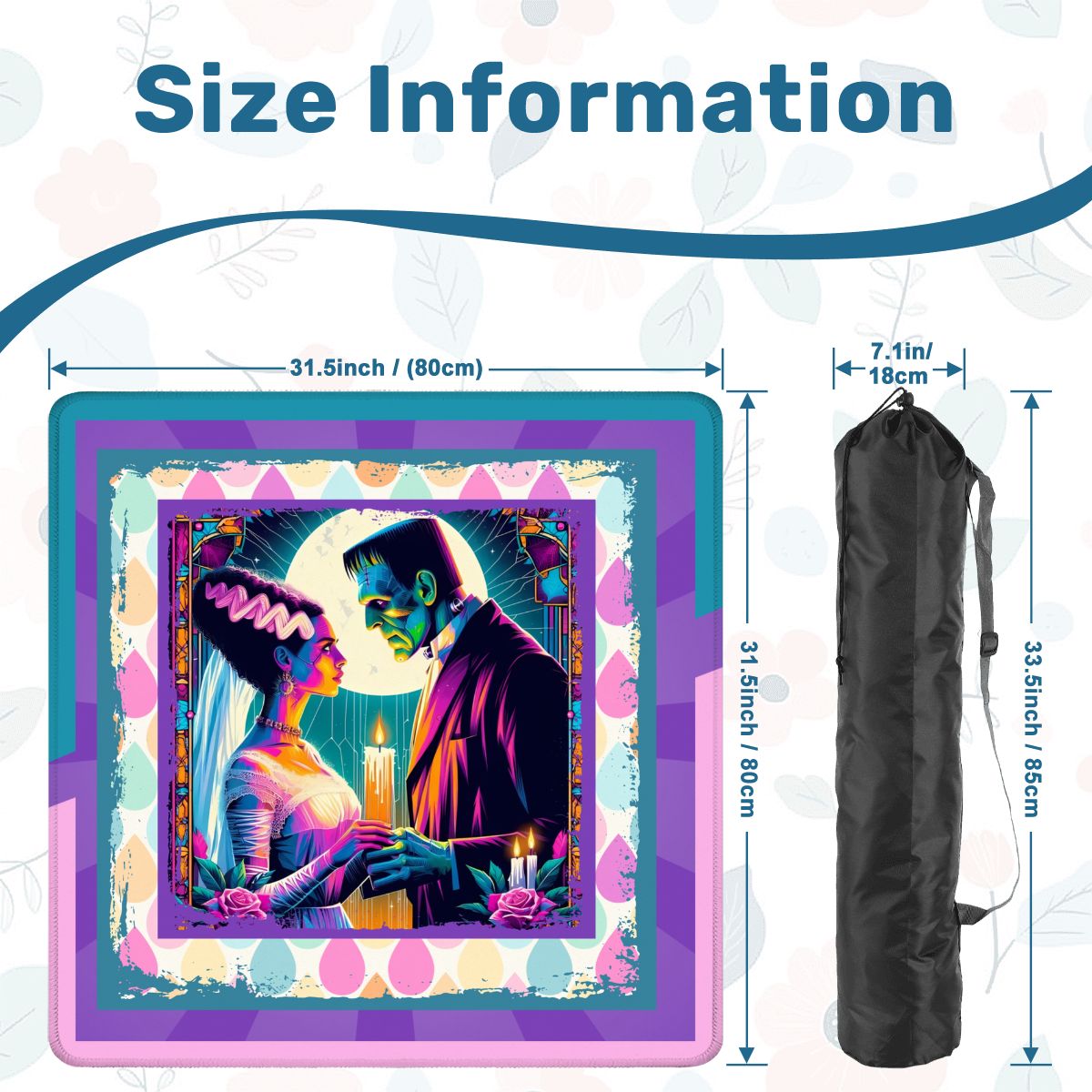 Sci - Fi Frankenstein And Bride Mahjong Mat - Splash of Color Co.