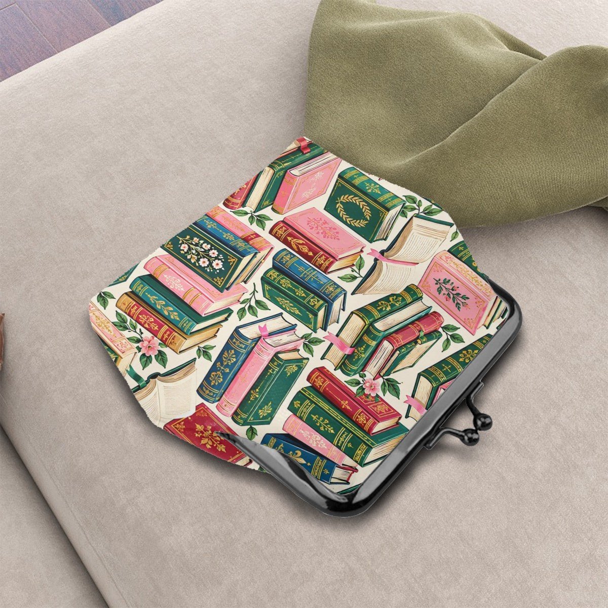 Book Lover Women's Leather Kiss Lock Coin Purse - Splash Of Mahj And Color Co.