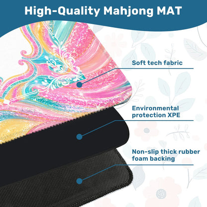 The Tide Is High Coastal Waves Pastel Preppy Mahjong Mat - Splash Of Mahj And Color Co.