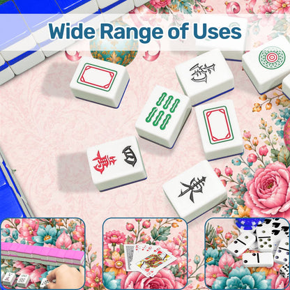 Christmas In Full Bloom Pink, Aquas, Mahjong Holdiay Mat - Splash Of Mahj And Color Co.