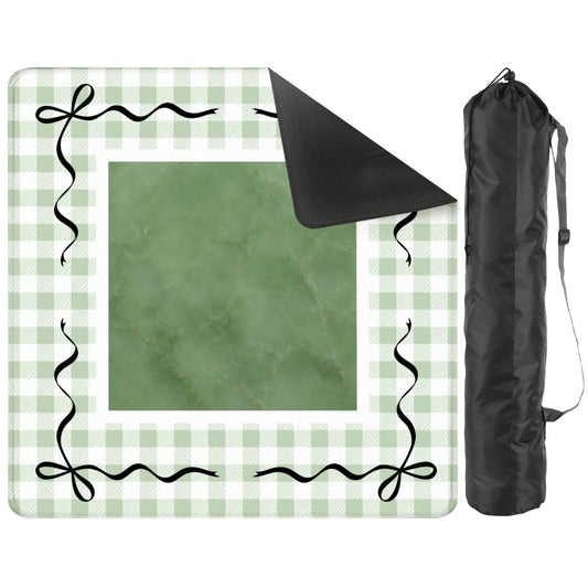 Jade Ite Green Nostalgic Gingham Mahjong Mat - Splash Of Mahj And Color Co.