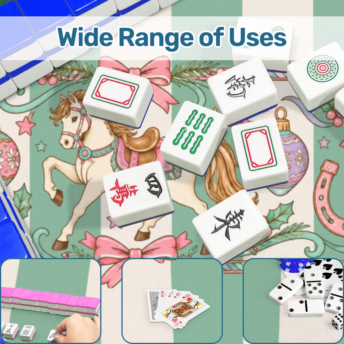 Wild West Wonderland Mahjong Preppy Striped Mahj Christmas Mat