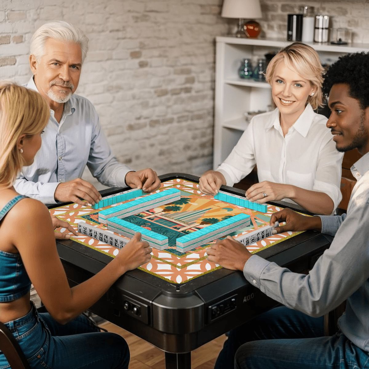 Art Deco Citrus Palm Springs Playfield Mahjong Mat - Splash of Color Co.