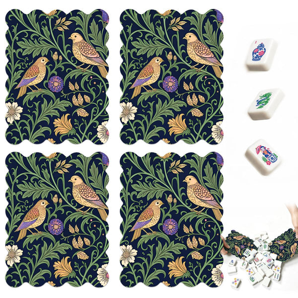 William Morris Birds On A Vine Scalloped Mahjong Shuffler Cards  Set of 4