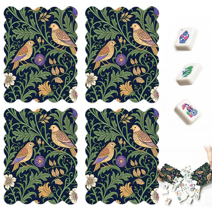 William Morris Birds On A Vine Scalloped Mahjong Shuffler Cards  Set of 4