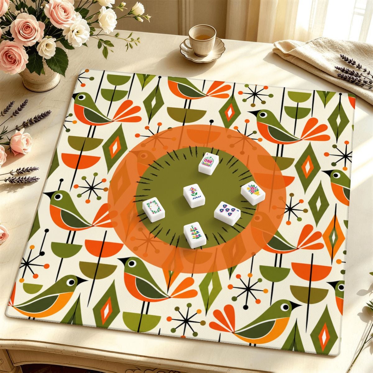 The Mod Squad Bird Club Mahjong Mat Sleek Surface - Splash Of Mahj And Color Co.