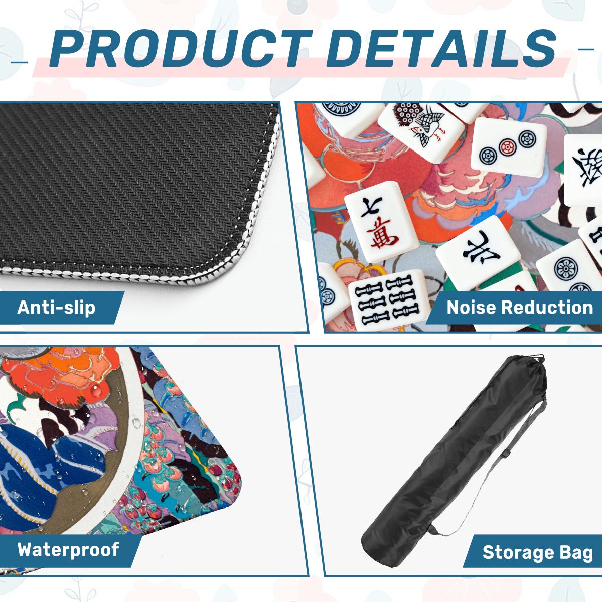 Art Deco Floral Bouquet Mahjong Mat - Splash of Color Co.