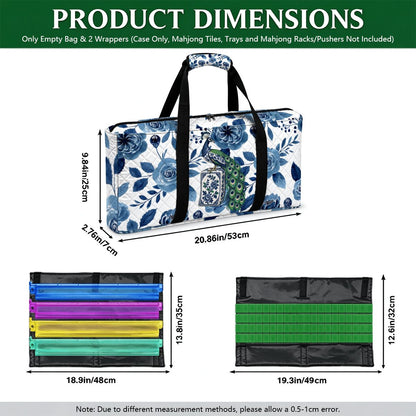 Bam Bird Floral Chinoiserie Quilted Mahjong Bag Set 3 Pcs - Splash Of Mahj And Color Co.