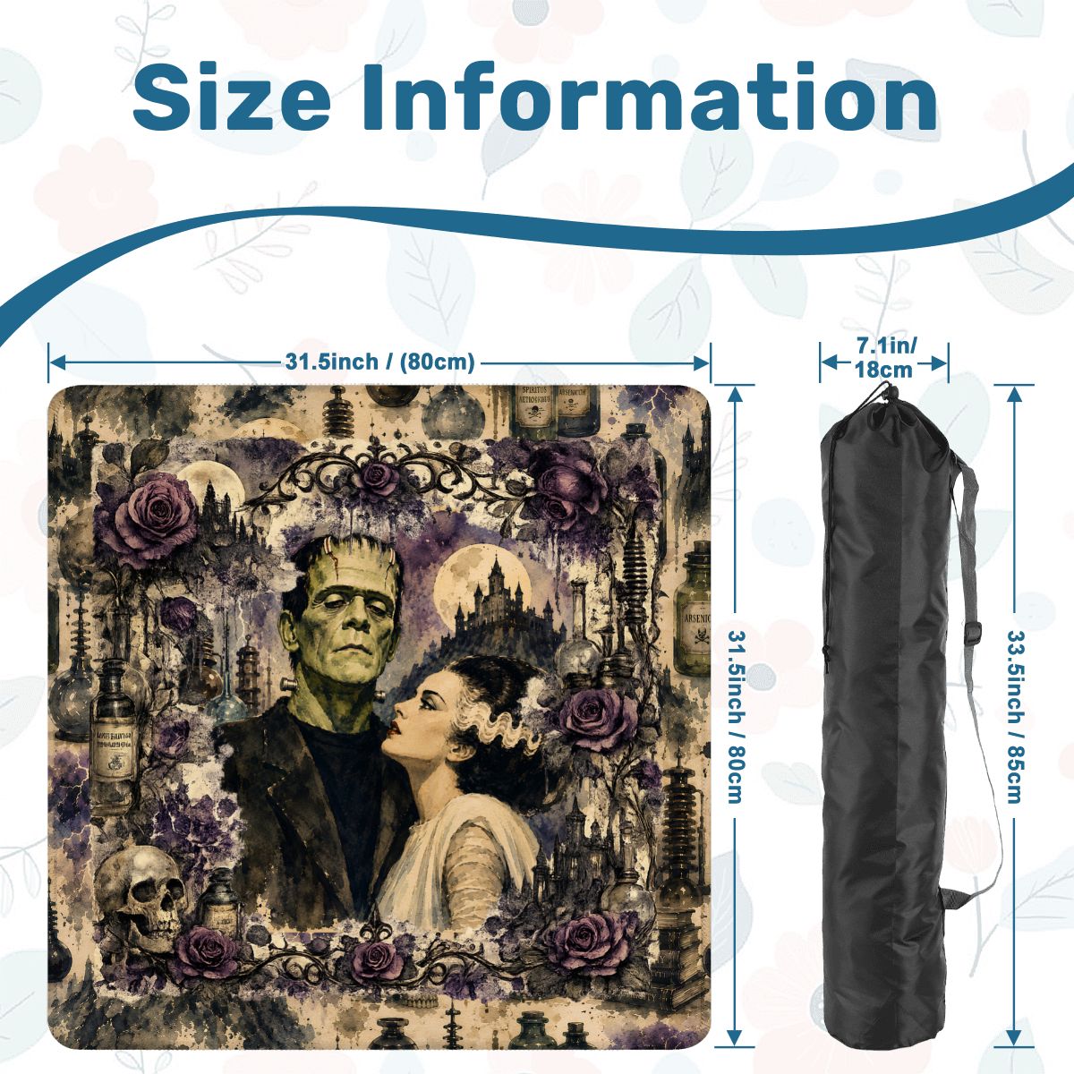 Gothic Frankenstein And Bride Mahjong Mat - Splash Of Mahj And Color Co.