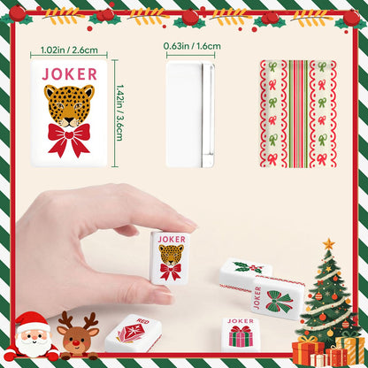 Ribbon Tidings Mahjong Christmas Engraved Tiles And Carry Case - Splash Of Mahj And Color Co.