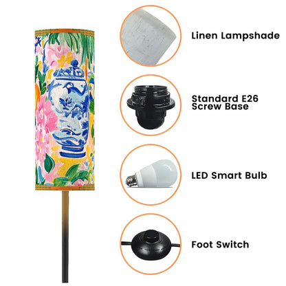 Chinoiserie Asian Citrus Blooms And Fruite Floor Lamp Modern Book Nook Lamp - Splash of Color Co.