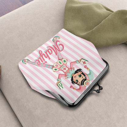 Mahjie The Lucky Mahjong Mascot Women's Leather Kiss Lock Coin Purse