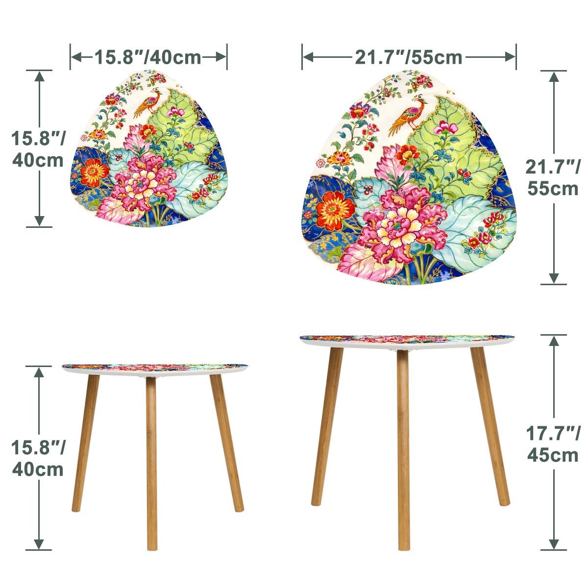 Asian Garden Chinoiserie Tobacco Leaf Floral Modern Nesting Tables - Splash of Color Co.