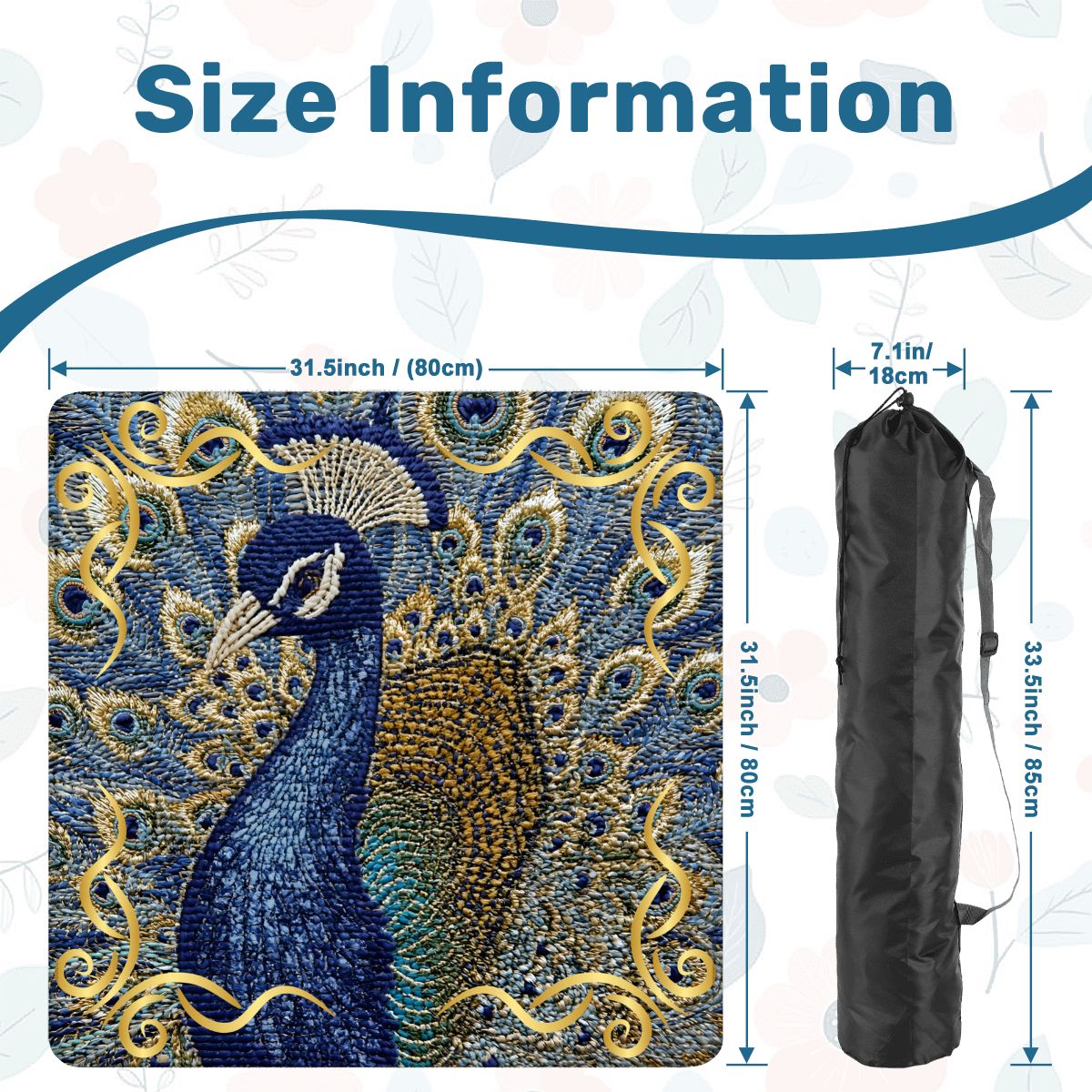 Floral Elegant Peacock Faux Needlepoint Mahjong Mat - Splash of Color Co.