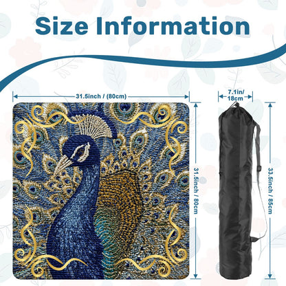 Floral Elegant Peacock Faux Needlepoint Mahjong Mat - Splash of Color Co.