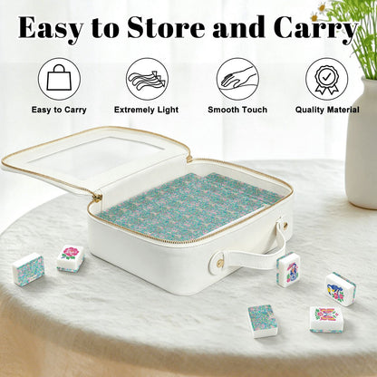 Preppy Chinoiserie Pastel American Mahjong Tiles And Carry Case