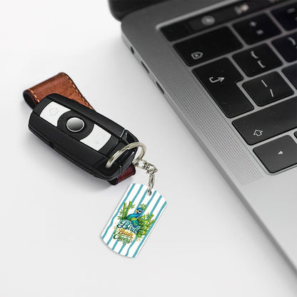 Mahjong Bird Bam Cheers Rectangular Metal Keychain - Splash of Color Co.