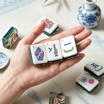 Mahj Between the Lines Bookish Chinoiserie Chic American Mahjong Tiles And Carry Case