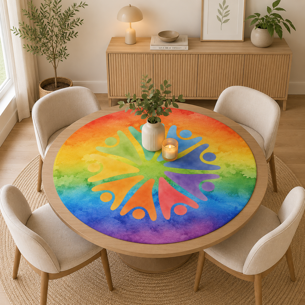 LGBTQ Rainbow Tie Dye Round Mahjong Mat