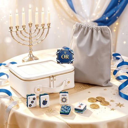 The Gilded Hamsa Heritage Hanukkah Mahjong Tiles And Carry Case