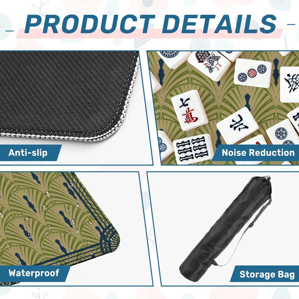 Art Deco Designed Mahjong Mat, Green Blue Speakeasy Collection - Splash of Color Co.