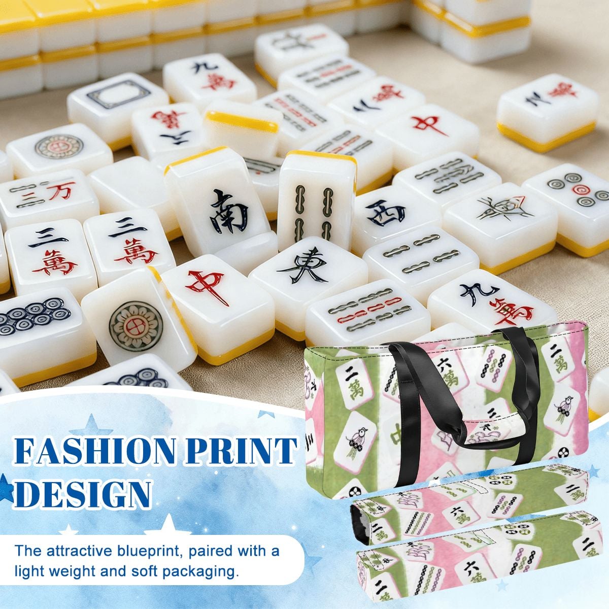 Mahjong Bag Set Watercolor Green, Pink Pastel Bundle Bag - Splash of Color Co.