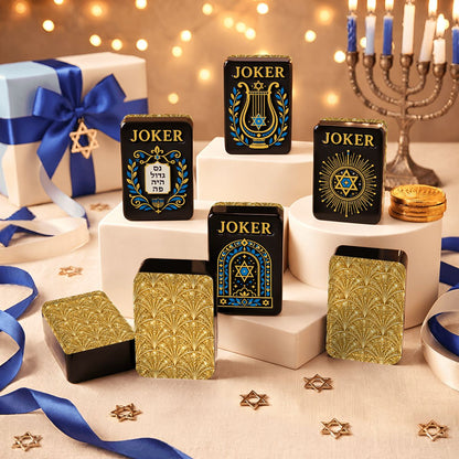 Art Deco Gold Starry Night Hanukkah Mahjong Tiles And Carry Case