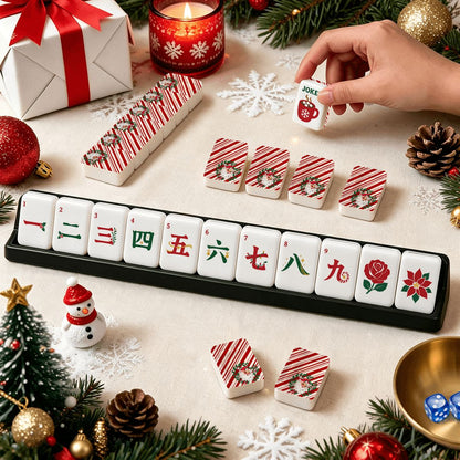 Nostalgic Santa Classic Traditional Christmas Mahjong Tiles And Carry Case