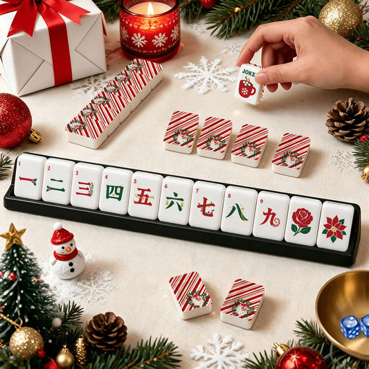 Nostalgic Santa Classic Traditional Christmas Mahjong Tiles And Carry Case - Splash Of Mahj And Color Co.