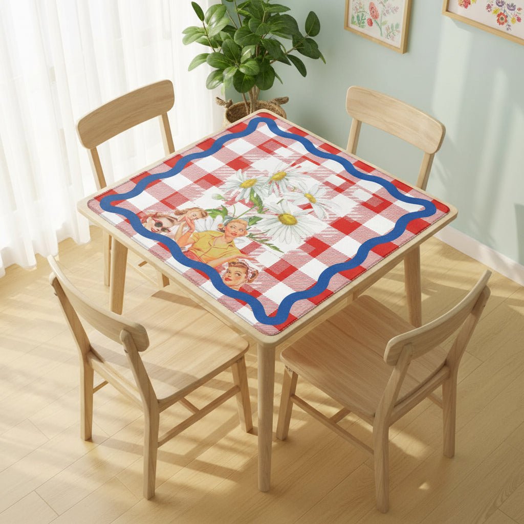 The Real Mahj Wives Red Gingham Nostalgic Mahjong Mat - Splash of Color Co.