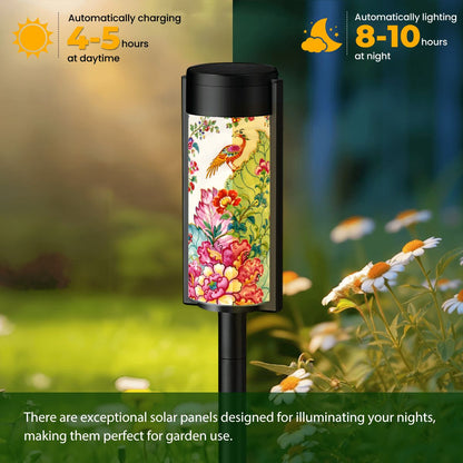 Asian Garden Tobacco Leaf Chinoiserie Outdoor Solar Lights - Splash of Color Co.