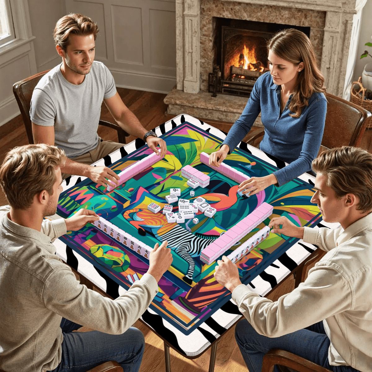 Wild Thang Animal Safari Mahjong Mat - Splash of Color Co.