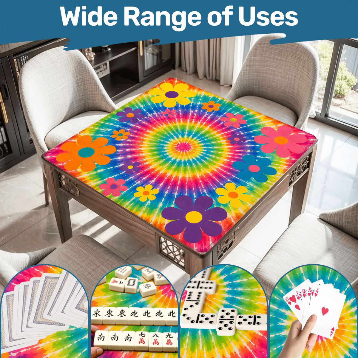 Psychedelic Tie Dye Mahjong Mat - Splash Of Mahj And Color Co.