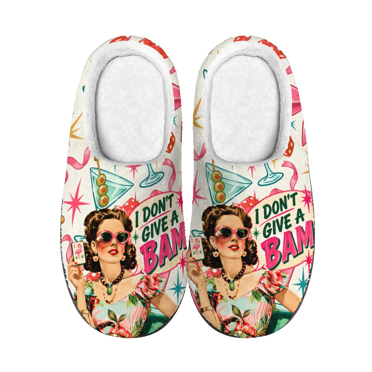 Funny Mahjong, I Don't Give A Bam Plush House Slippers