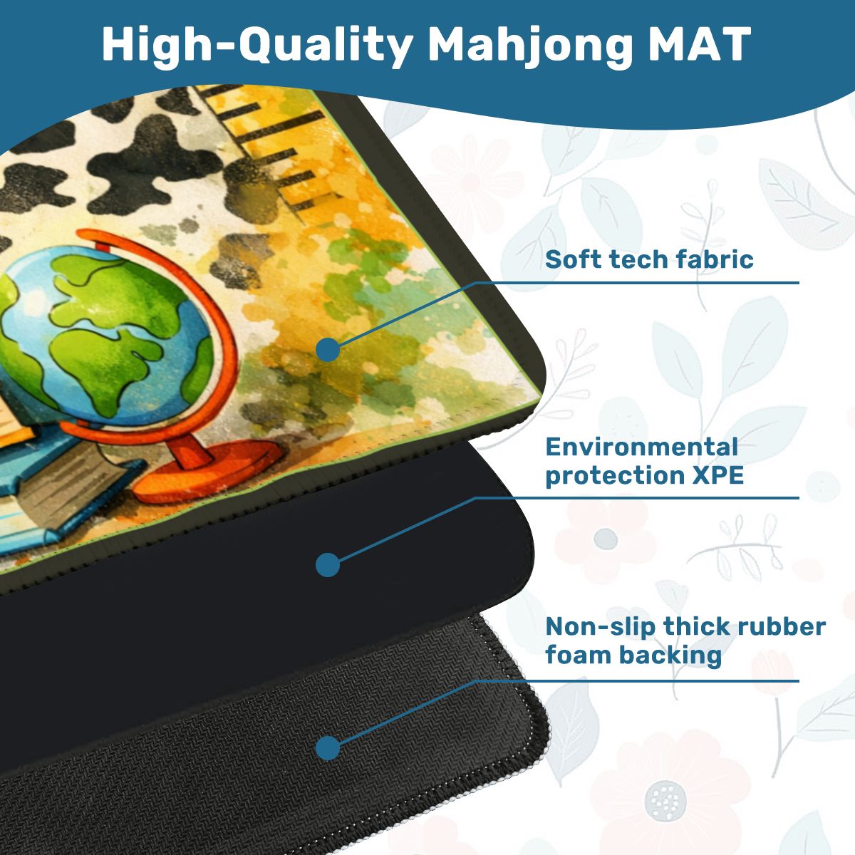 Lucky Schoolhouse Teacher Mahjong Mat, Watercolor Designed With Whimsy - Splash of Color Co.