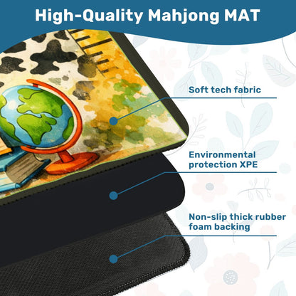 Lucky Schoolhouse Teacher Mahjong Mat, Watercolor Designed With Whimsy - Splash of Color Co.