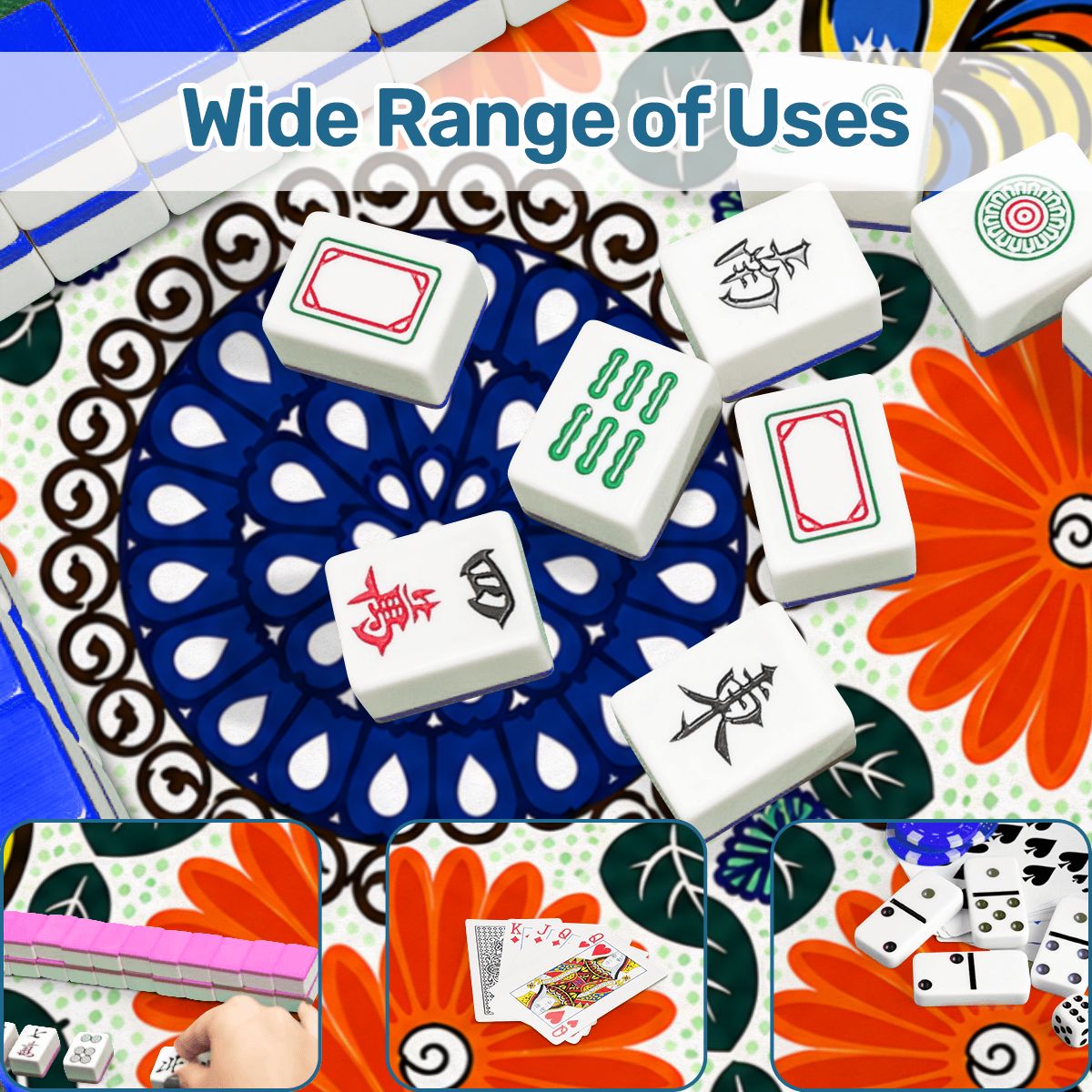 Roosters In The Sun Pottery Inspired Mahjong Mat - Splash Of Mahj And Color Co.