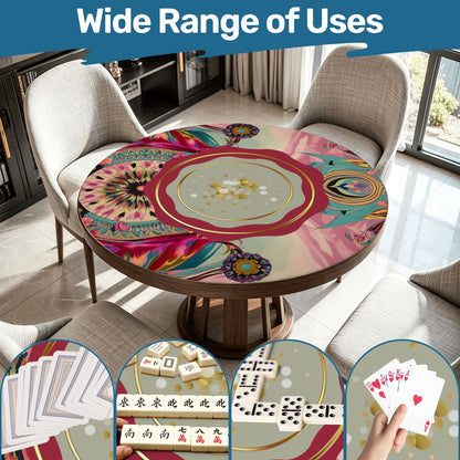 Bejeweled Boho Watercolor Round Mahjong Mat - Splash Of Mahj And Color Co.