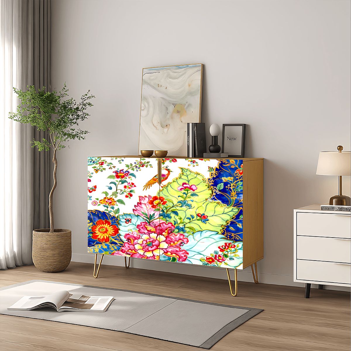 Tobacco Leaf Mahjong Tiles And Accessories Sideboard Storage Cabinet - Splash Of Mahj And Color Co.