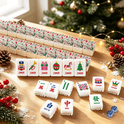 Nostalgic Jolly Santa Playful Workshop Christmas Mahjong Tiles Amd Carry Case