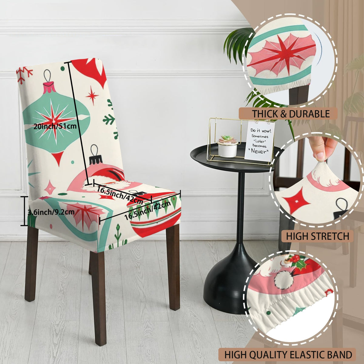 Ho Ho Ho Nostalgic Mahjong Santa Custom Chair Cover (Pack of 4) - Splash Of Mahj And Color Co.