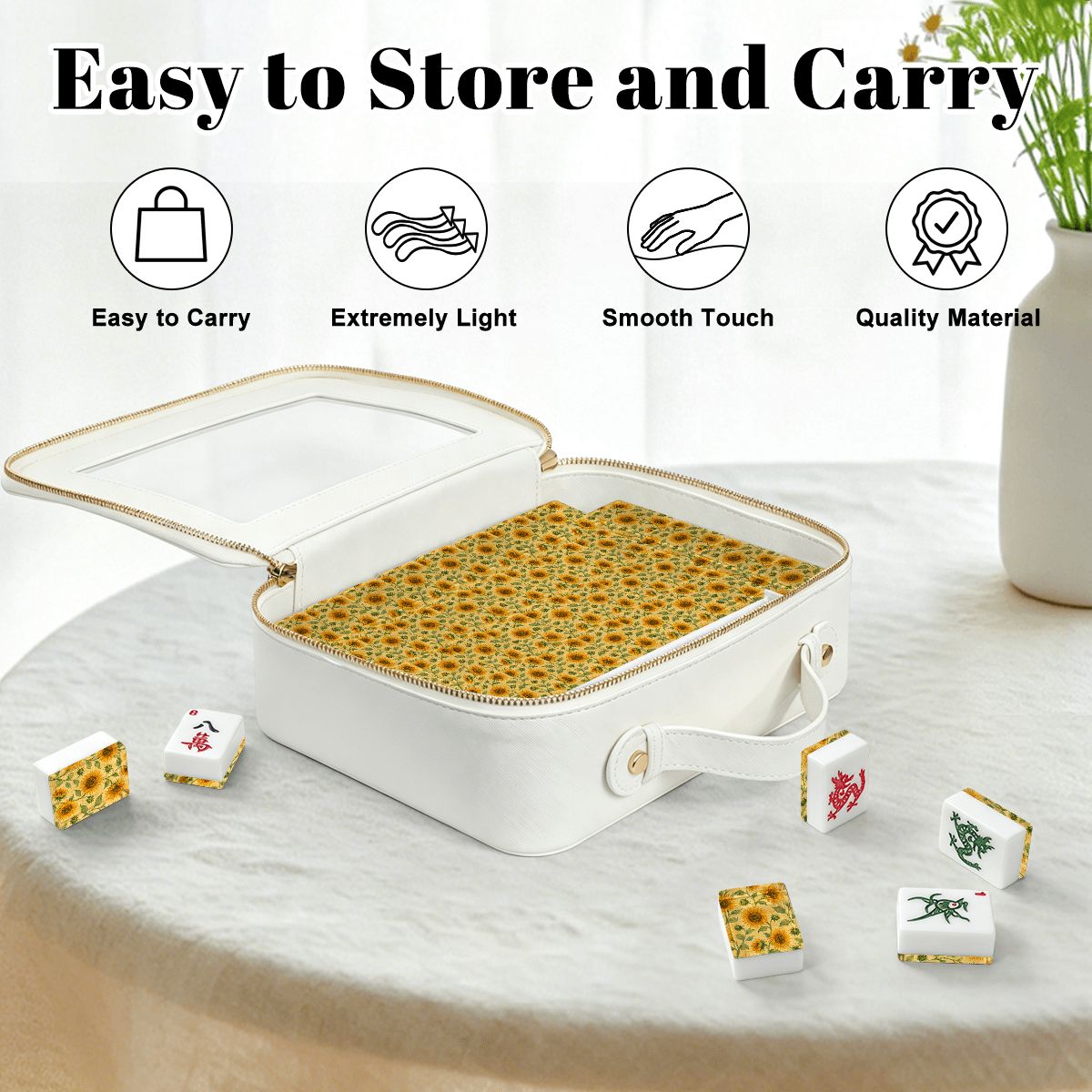 The Mahj Gogh Watercolor Sunflower American Mahjong Tiles And Carry Case - Splash Of Mahj And Color Co.