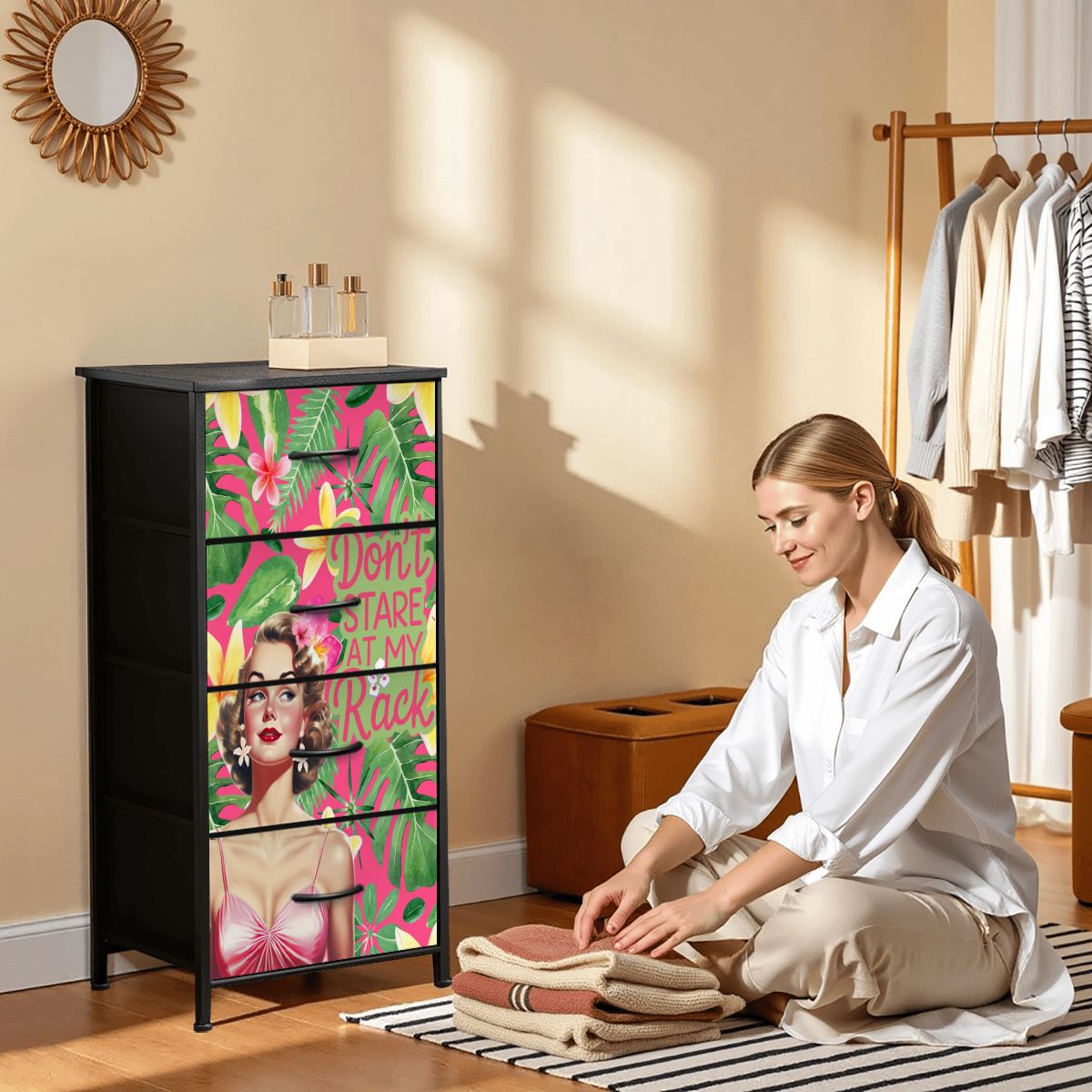 Funny Mahjong Cheeky Vintage Gal, Chest Of Drawers Mahjong Organizer Dresser - Splash of Color Co.