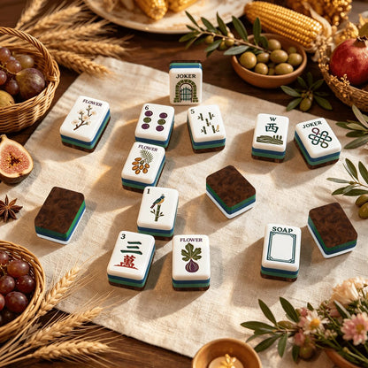 Tuscan Leather Earthy Botanical American Mahjong Tiles  And Carry Case