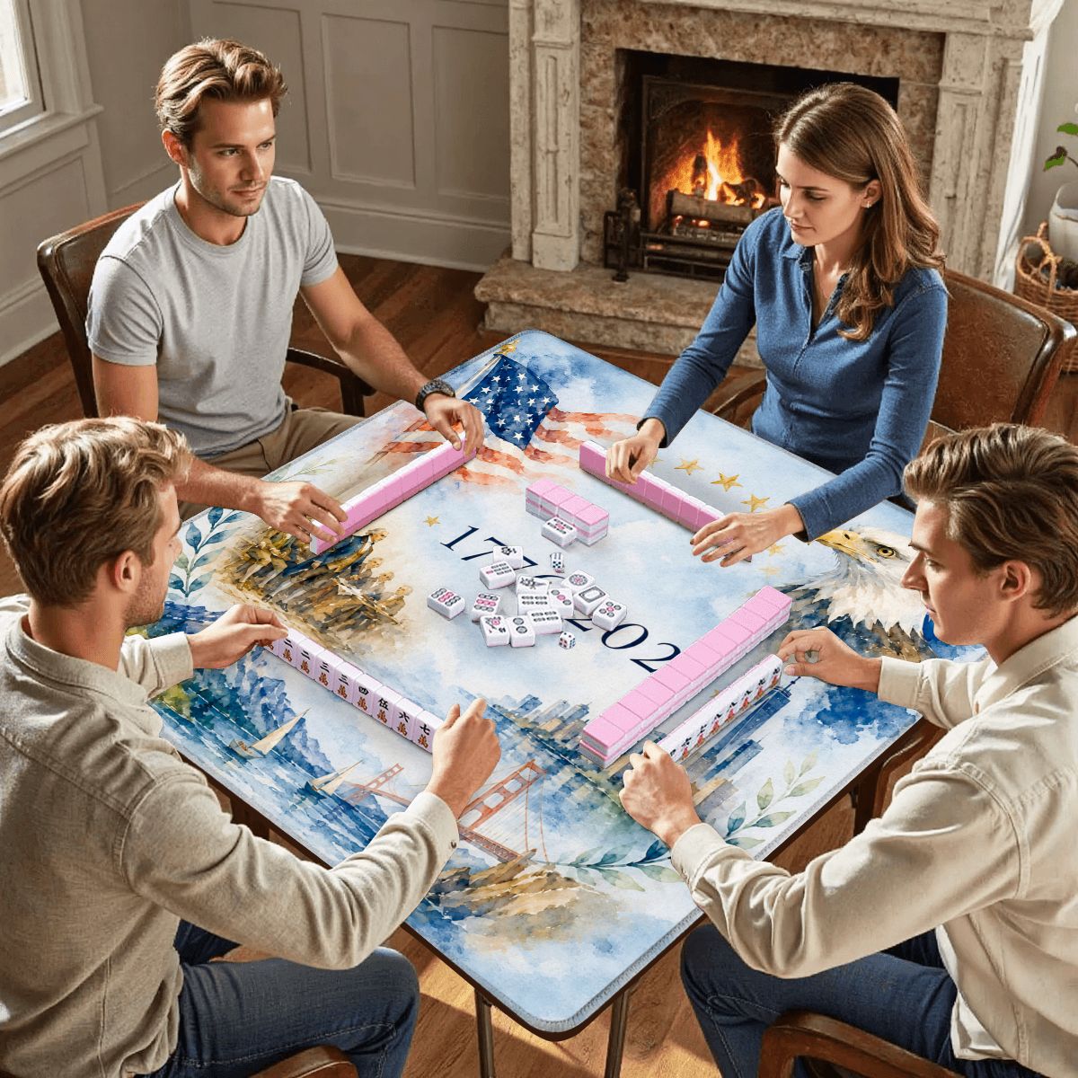 America The Beautiful 1776–2026 Mahjong Mat - Splash Of Mahj And Color Co.