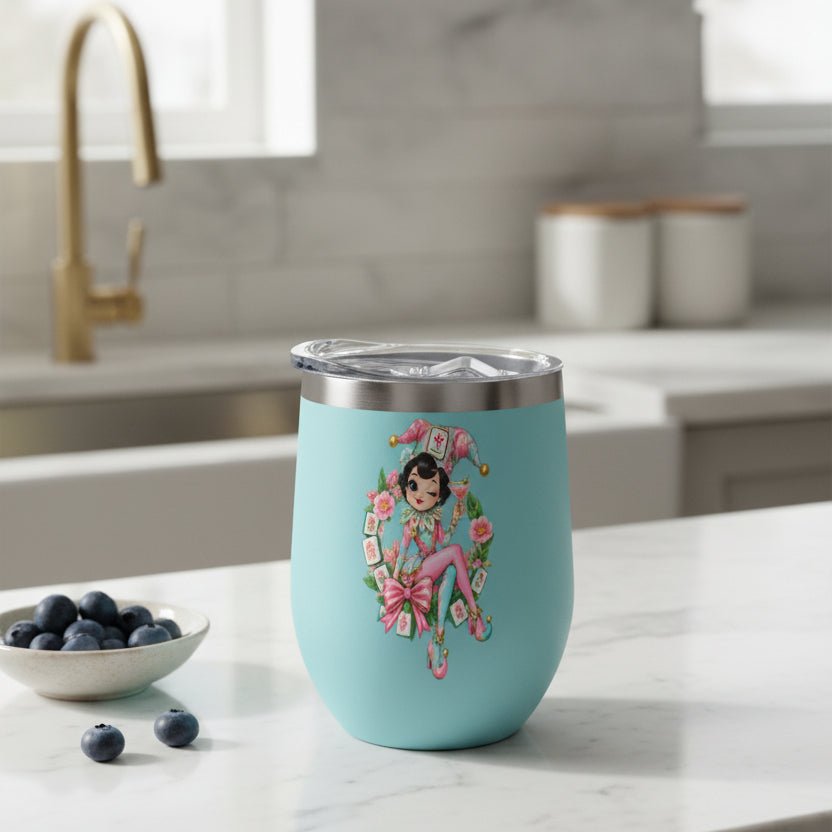 Mahjie The Mascot Egg Shaped Wine Tumbler - Splash Of Mahj And Color Co.